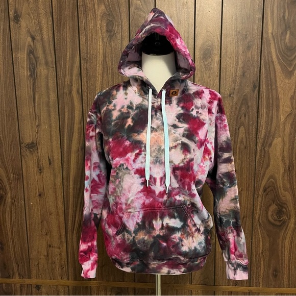 Ooakshell Womens Multicolor Tie Dye Pullover Hoodie Drawstring Sweatshirt Sz M - Picture 1 of 6